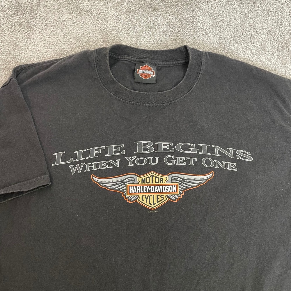Harley Davidson T Shirt Mens Large Y2K Streetwear Biker South Valley Utah Black